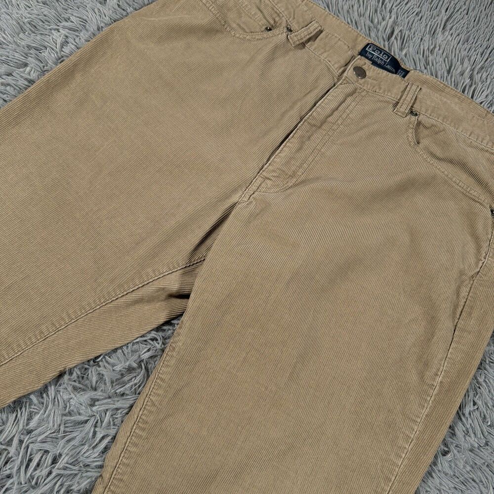 Polo Ralph Lauren Pants 36x34 (Fits 35x28) Khaki Corduroy Straight Leg Mens